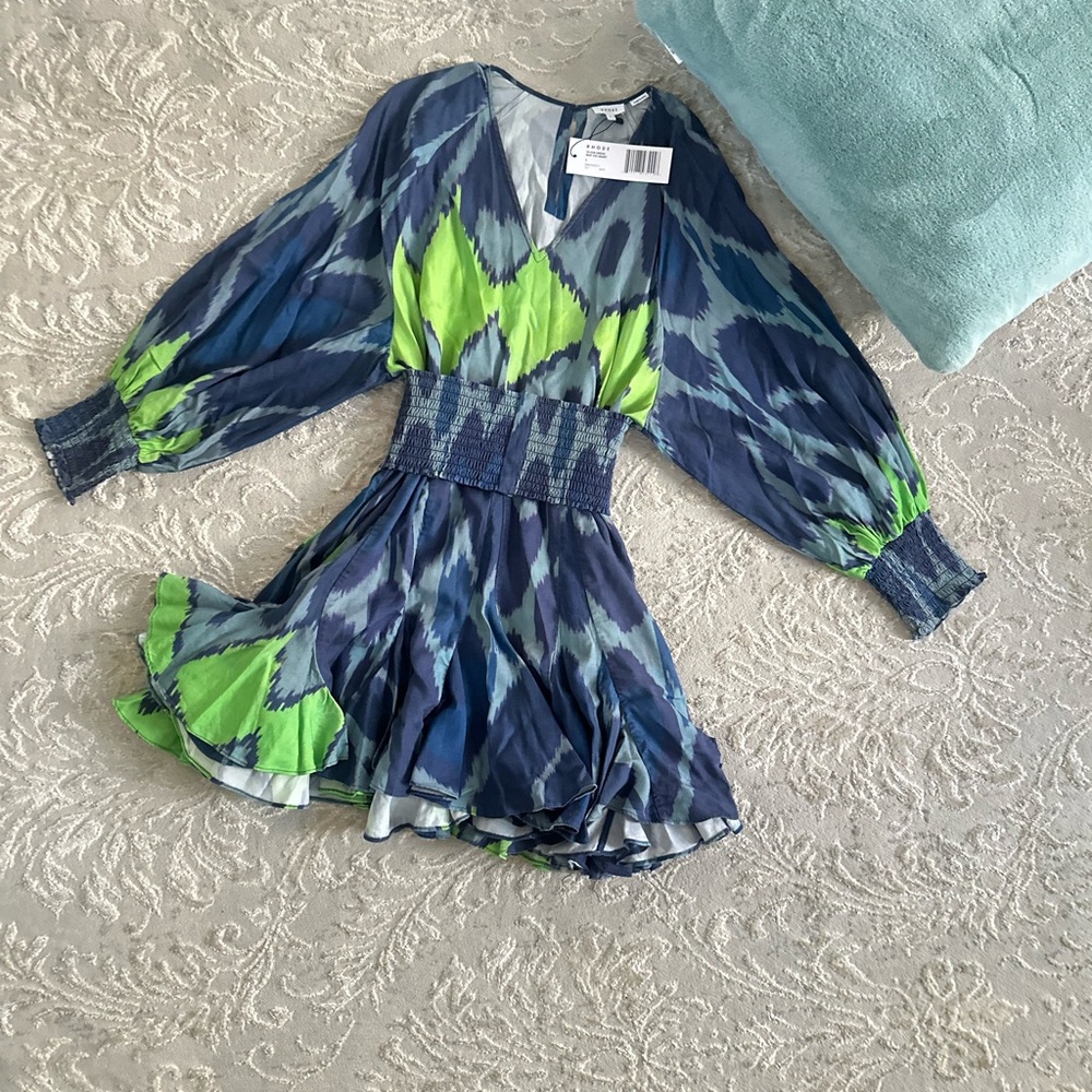 RHODE Olivia IKAT ICE HEART dress with belt